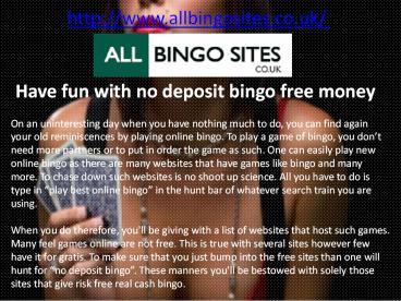 Have Fun With No Deposit Bingo Free Money