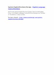 Spoken English Brochure Design - English Language Course Brochure