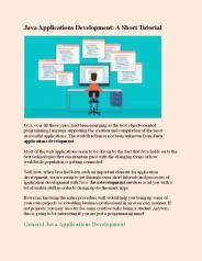 Java Applications Development: A Short Tutorial