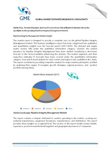 Global Pipeline Integrity Management Market Analysis –Forecasts To 2025