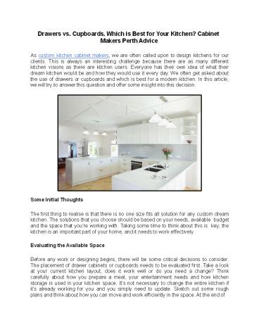 Drawers vs. Cupboards