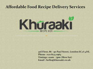 Affordable Food Recipe Delivery Services - Khuraaki
