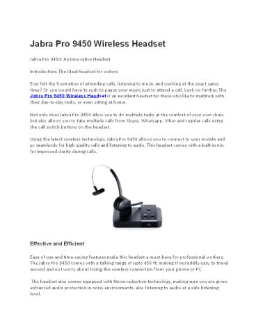 Jabra PRO 9450 Wireless Headset