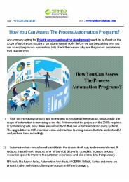 How You Can Assess The Process Automation Programs
