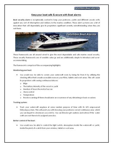 Keep your boat safe & secure with Boat alarms