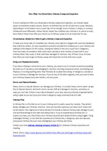 Get Chimney Sweep and Inspection in Mobile AL