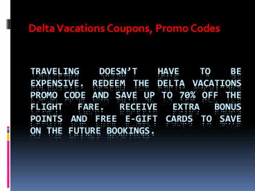 Delta Vacations Coupons, Promo Codes, Oct 2018