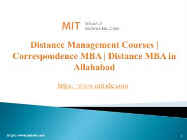 Distance Management Courses | Correspondence MBA | Distance MBA in Allahabad
