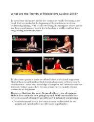 What are the Trends of Mobile live Casino 2018?