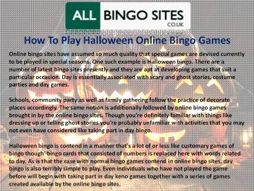 How To Play Halloween Online Bingo Games