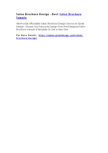 Salon Brochure Design - Best Salon Brochure Sample