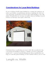 Considerations for Large Metal Buildings