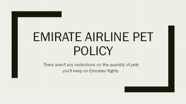 Emirate Airline Pet Policy