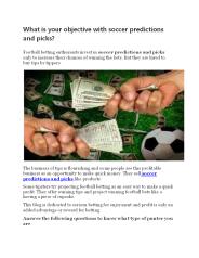 What is your objective with soccer predictions and picks?
