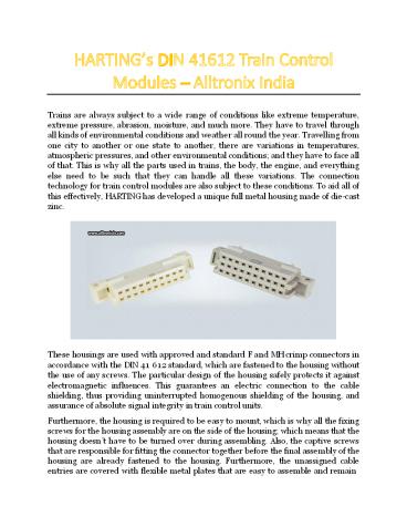 HARTING’s DIN 41612 Train Control Modules - Alltronix
