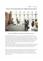Culture: The Greatest Barrier to Digital Transformation