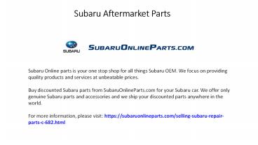 Subaru Aftermarket Parts