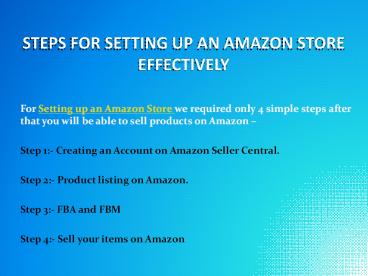 Steps For Setting Up An Amazon Store
