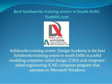 Best Solidworks training centre in South Delhi