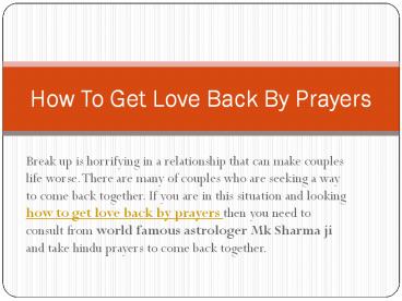 How to Get Lost Love Back By Prayers