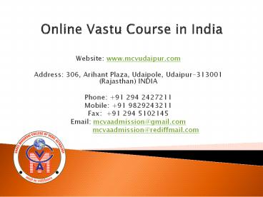 Online Vastu Course in India