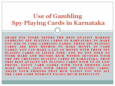 Best Price Spy Cheating Playing Cards in Karnataka