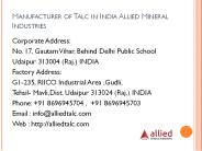 Manufacturer of Talc in India Allied Mineral Industries