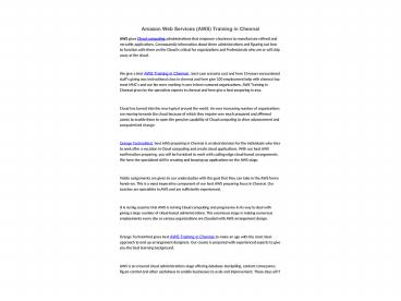 Amazon Web Services (AWS) Training in Chennai