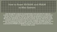 How to Reset NVRAM and PRAM in Mac System