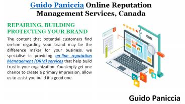 Online Reputation Management (ORM) Services- Guido Paniccia