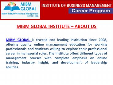 Online MBA in One Year presentation | free to download