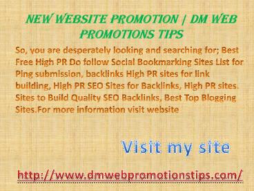 New Website Promotion | DM Web Promotions Tips