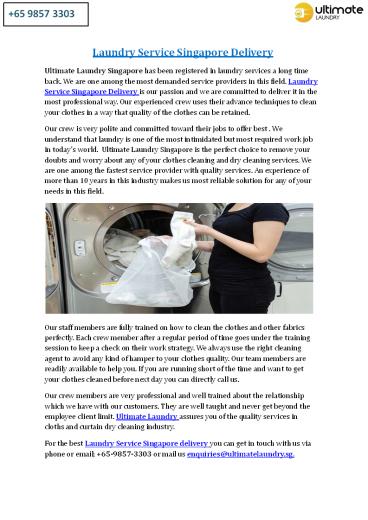 Laundry Service Singapore Delivery