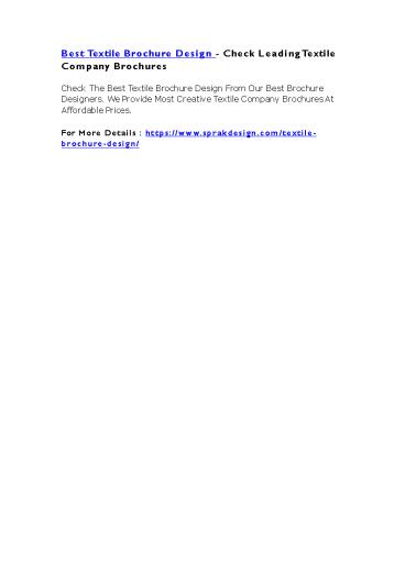 Best Textile Brochure Design - Check Leading Textile Company Brochures