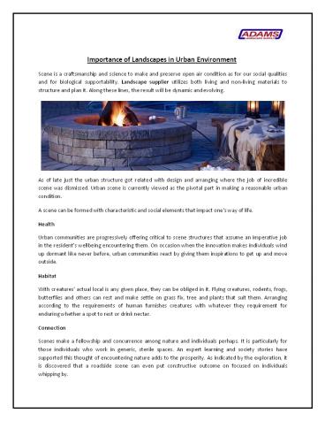 Importance of Landscapes in Urban Environment