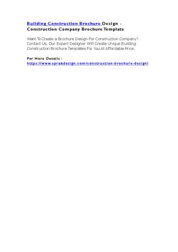 Building Construction Brochure Design - Construction Company Brochure Template