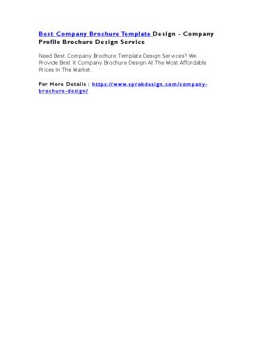 Best Company Brochure Template Design - Company Profile Brochure Design Service