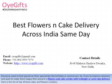 Best Flowers n Cake Delivery Across India Same Day