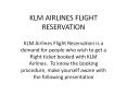 KLM Airlines flight reservation