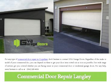 Commercial door repair Coquitlam