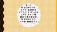 Top Windows and Door Specifications from Hometech Windows and Doors PowerPoint PPT Presentation
