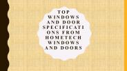 Top Windows and Door Specifications from Hometech Windows and Doors