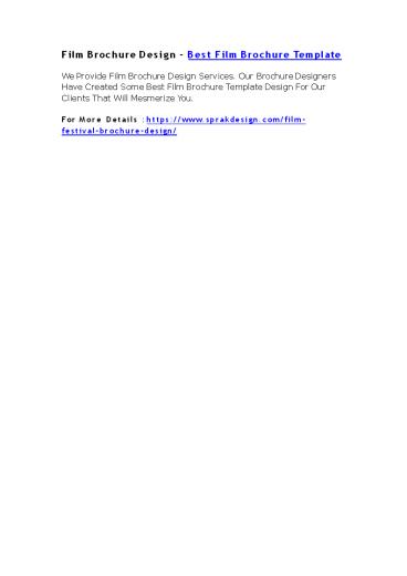 Film Brochure Design – Best Film Brochure Template