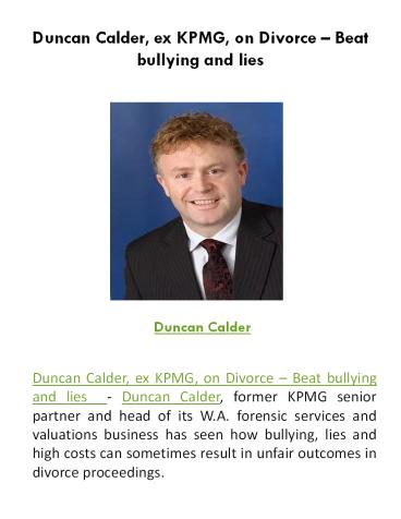 Duncan Calder, ex KPMG, on Divorce