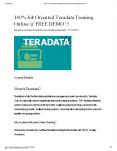 Best Teradata Online Training material