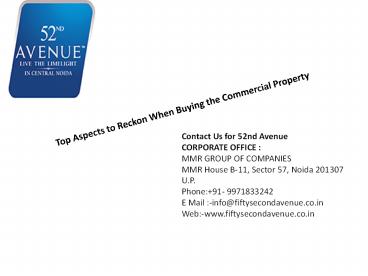Top Aspects to Reckon When Buying the Commercial Property