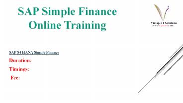 SAP Simple Finance Course Content PPT