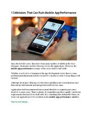 13 Mistakes That Can Ruin Mobile App Performance
