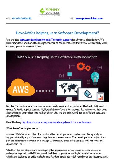 How AWS is helping us in Software Development