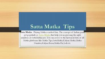 Guessing The Right Number By Satta Matka